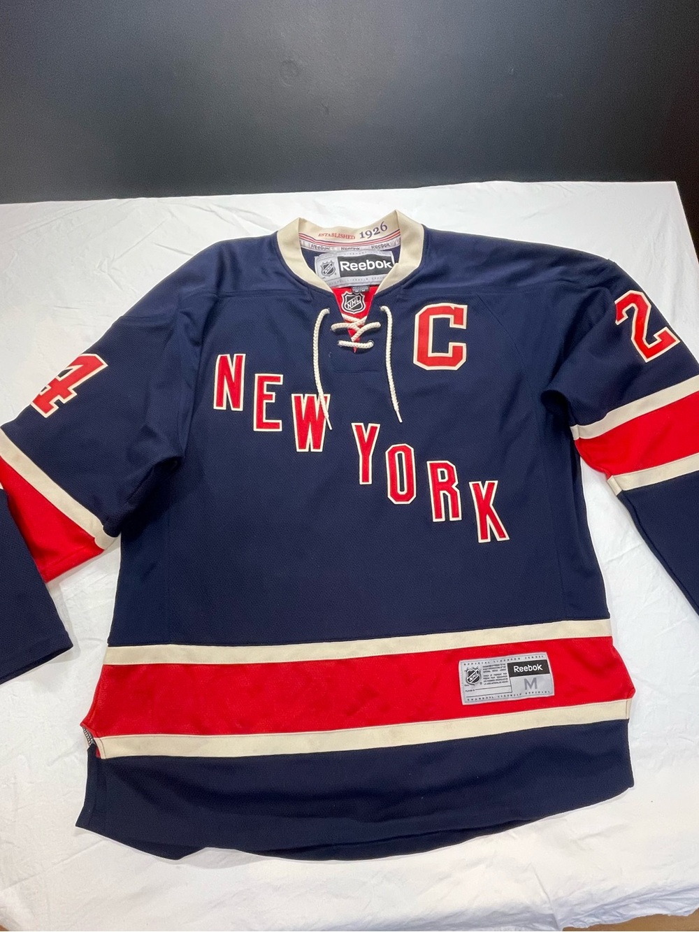 Reebok Navy, Red & Cream New York Men's Hockey Sweater with Captain 'C'